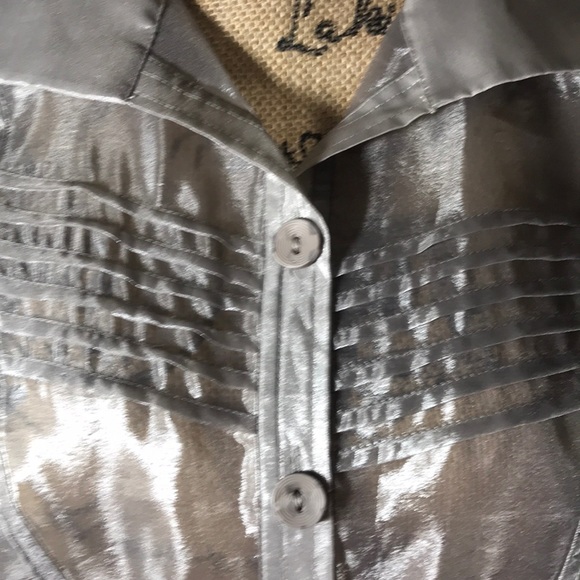 NAERSI | Sheer Button Down Blouse | Silver | XL - Picture 3 of 8